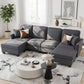 Myelle 4-Seater Modular Sectional U Shaped Storage Sofa Couches for Living Room - Grey