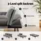 Marceline 3 Seater Sofa Bed Convertible Couch Recliner Lounge Chair Fabric - Grey
