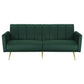 Madeleine 3 Seater Sofa Bed Couch Convertible Lounge Adjustable Arm Recliner Velvet - Green