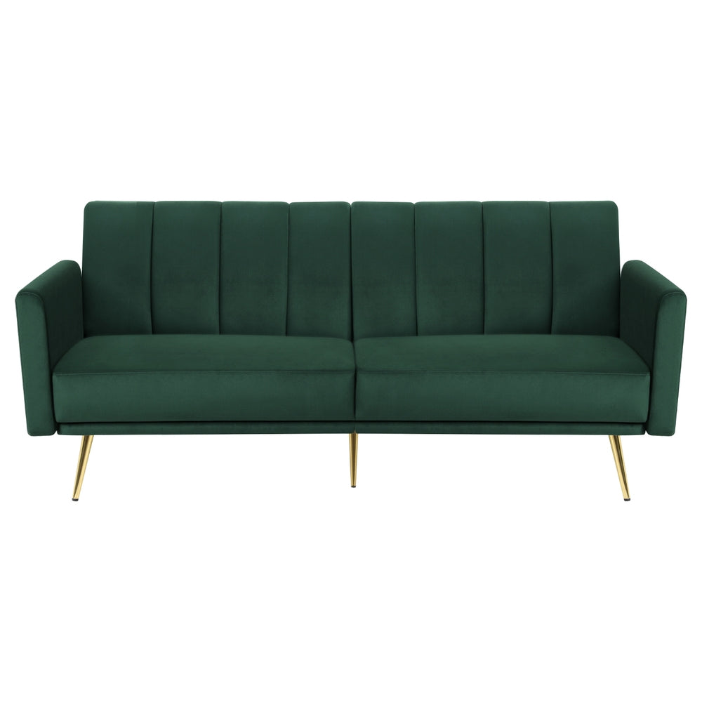 Madeleine 3 Seater Sofa Bed Couch Convertible Lounge Adjustable Arm Recliner Velvet - Green
