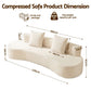 Metis 2 Seater 228cm Modular Sofa Bed Sectional Boneless Couches for Living Room No Assembly Required - White