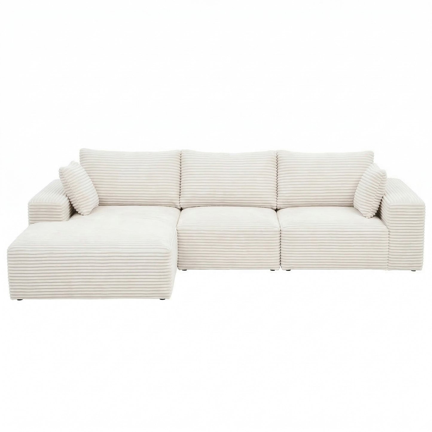Metis 3 Seater Modular Sofa Bed Sectional Boneless Couches- White