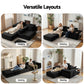 Metis 3 Seater Modular Sofa Bed with Ottoman Sectional Boneless Couches - Black