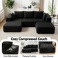 Metis 3 Seater Modular Sofa Bed with Ottoman Sectional Boneless Couches - Black