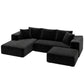 Metis 3 Seater Modular Sofa Bed with Ottoman Sectional Boneless Couches - Black