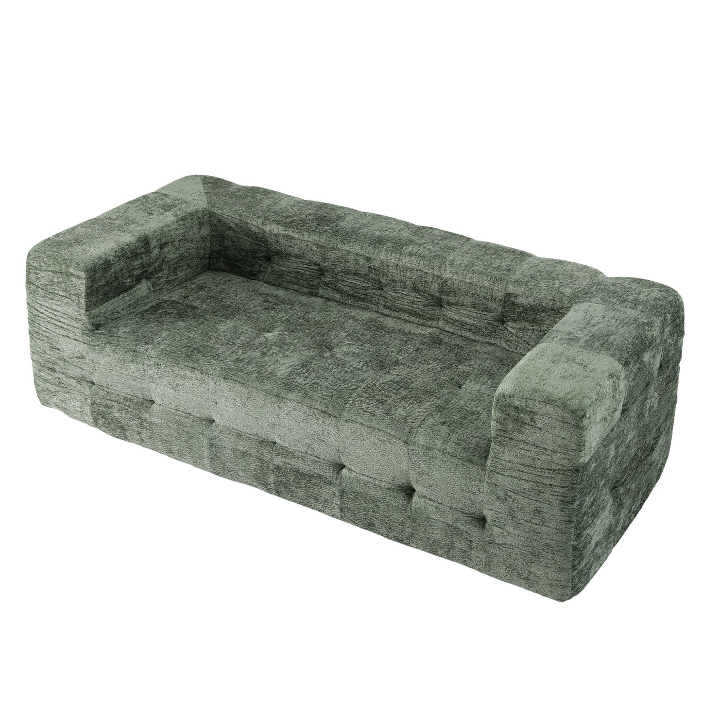 Melantha 2 Seater Comfort Boneless Sofa for Living Room Luxury Chenille - Green