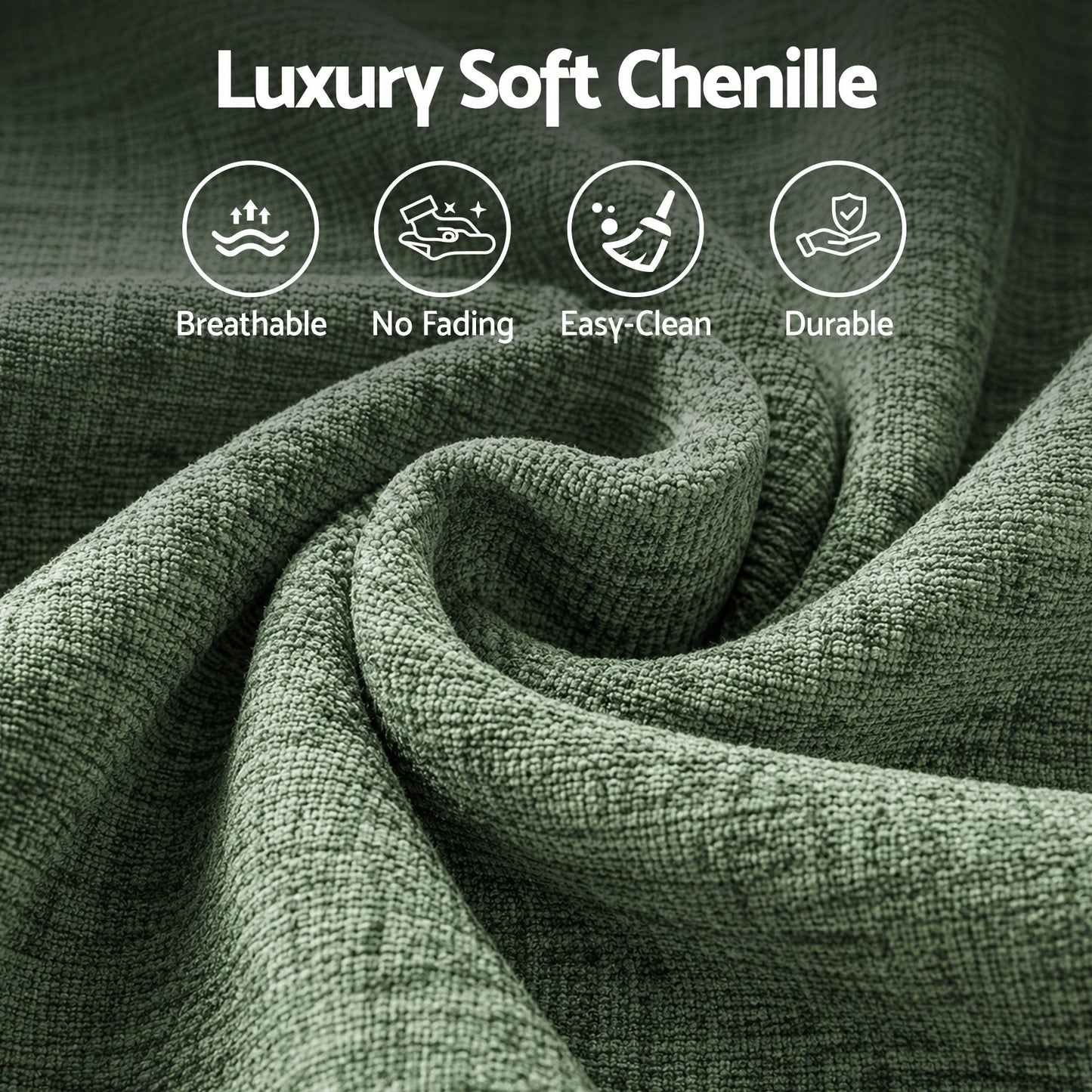 Melantha 2 Seater Comfort Boneless Sofa for Living Room Luxury Chenille - Green