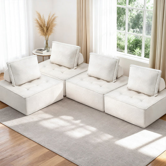 Moritz Floor Sofa Lounge Chair 4 Seater with Pillow