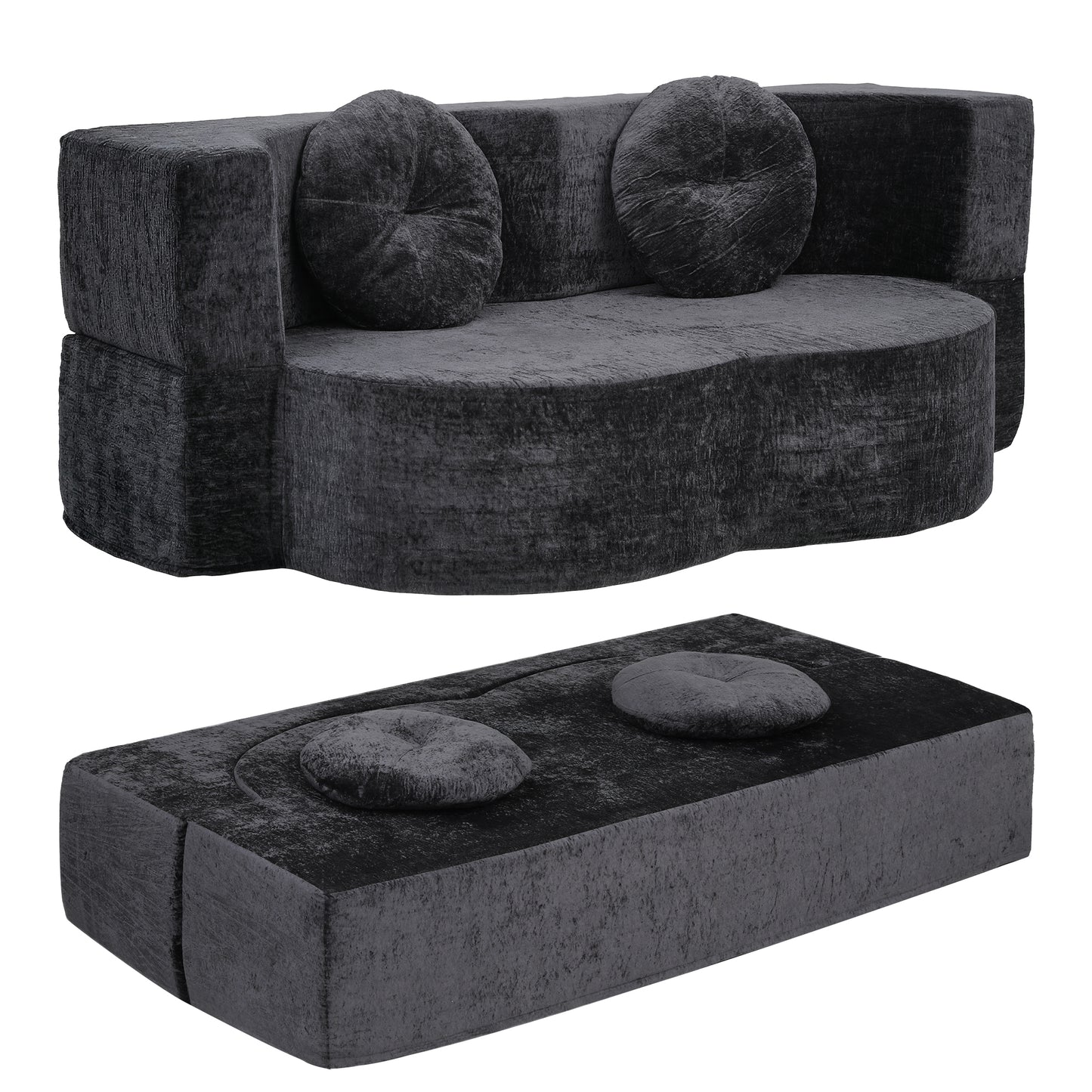 Mavira 2 Seater 2 in 1 Convertible Compressed Sofa Bed, Folding Boneless - Grey