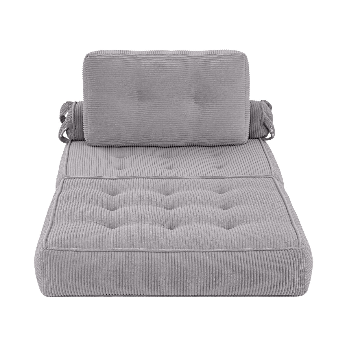 Mavira 1 Seater Corduroy Convertible Sofa Bed Pull Out Boneless Couch - Grey