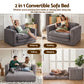 Mavira 2 Seater Corduroy Convertible Sofa Bed Pull Out Boneless Couch - Grey