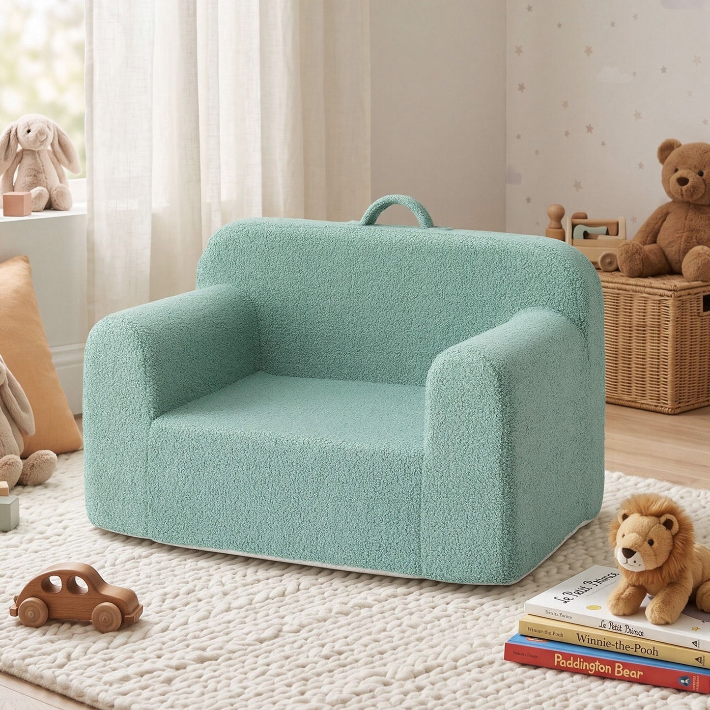 Mavis Sofa Foam Couch with Carry Handle - Mint Green