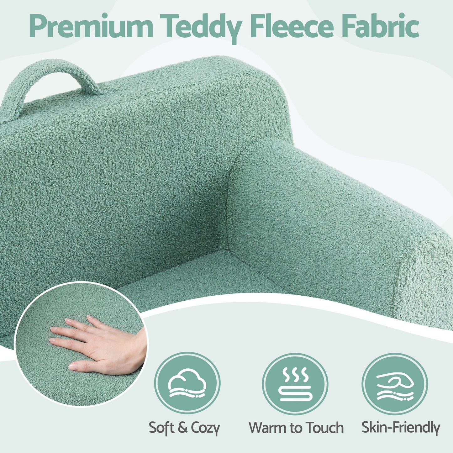 Mavis Sofa Foam Couch with Carry Handle - Mint Green