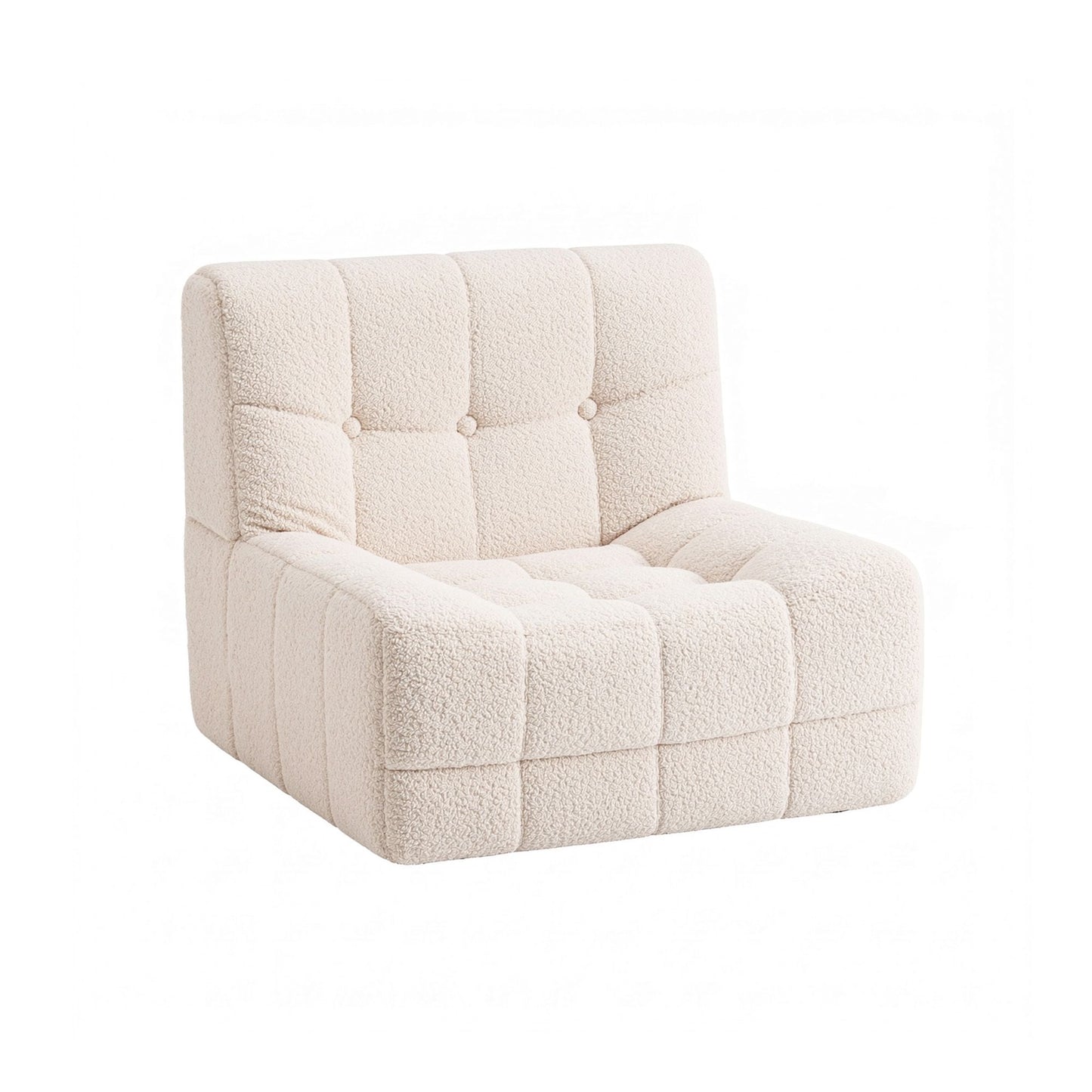 Melinae Single Small Boneless Couches for Living Room Fabric - White