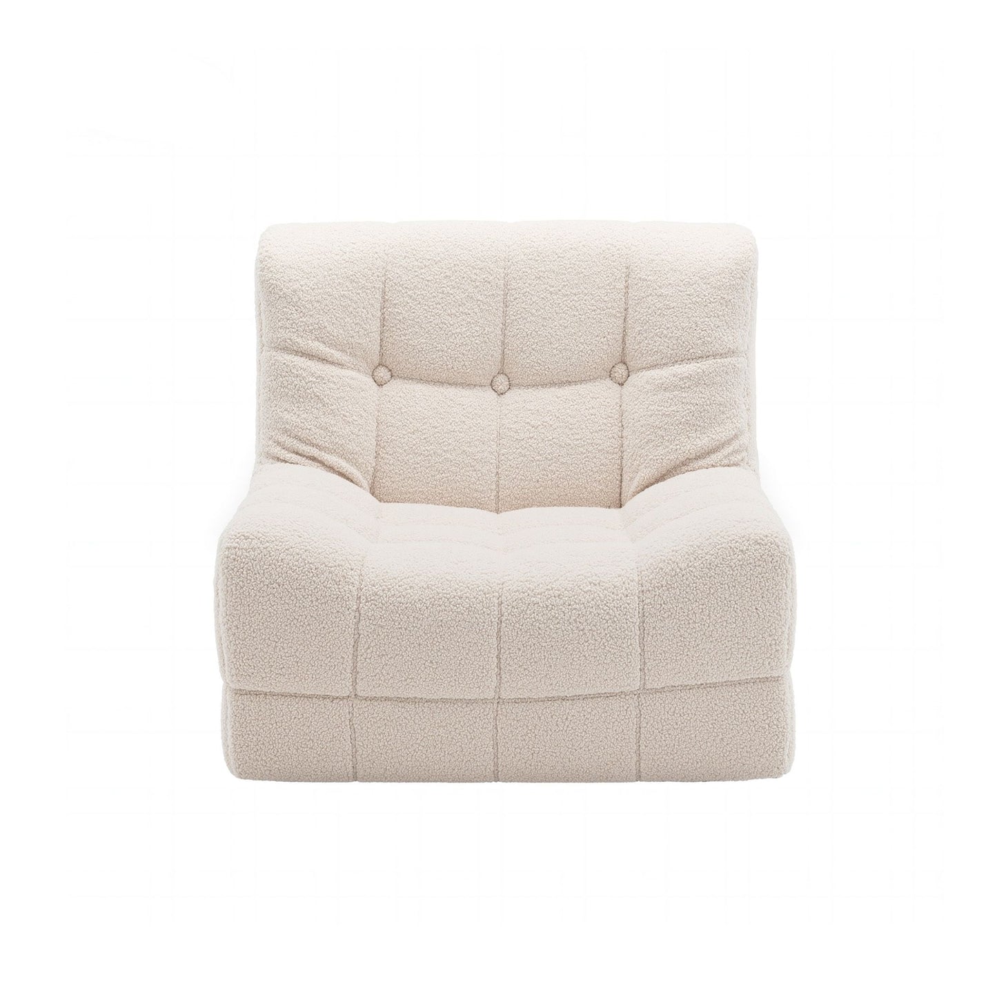 Melinae Single Small Boneless Couches for Living Room Fabric - White