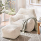 Bean Bag Sofa w/Ottoman Corduroy for Adults Teens White