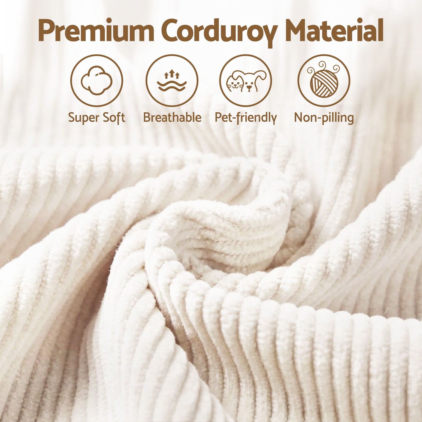 Bean Bag Sofa w/Ottoman Corduroy for Adults Teens White