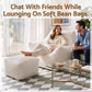 Bean Bag Sofa w/Ottoman Corduroy for Adults Teens White