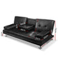 Meleena 3-Seater PU Leather Sofa Bed - Black