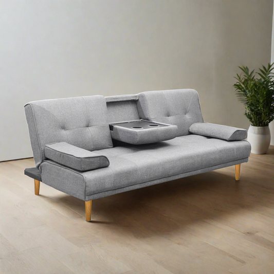 Meleena 3 Seater 188cm Sofa Bed Faux Linen - Grey