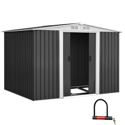 Garden Shed Outdoor Storage Sheds Tool Workshop 2.58x2.07m with Base