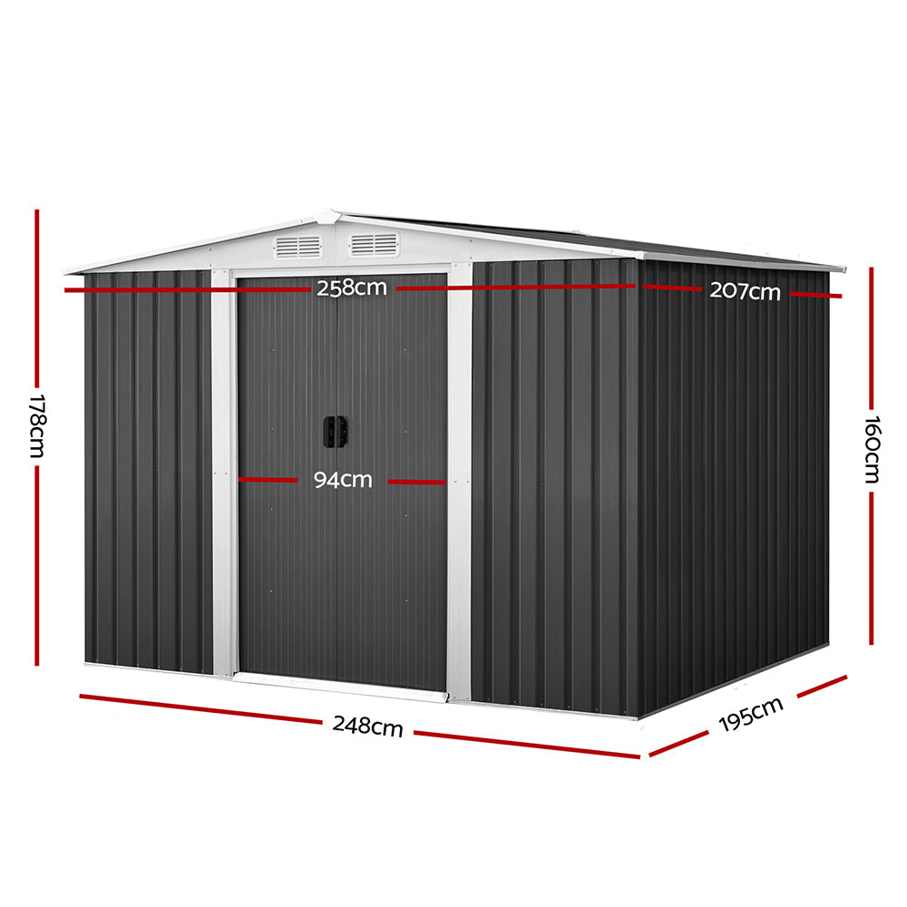 Garden Shed Outdoor Storage Sheds Tool Workshop 2.58x2.07m with Base