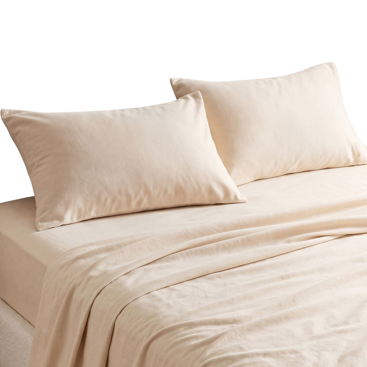 Double Sheet Set 150 GSM Anti-pilling Micro Flannel 4 Piece - Cream White