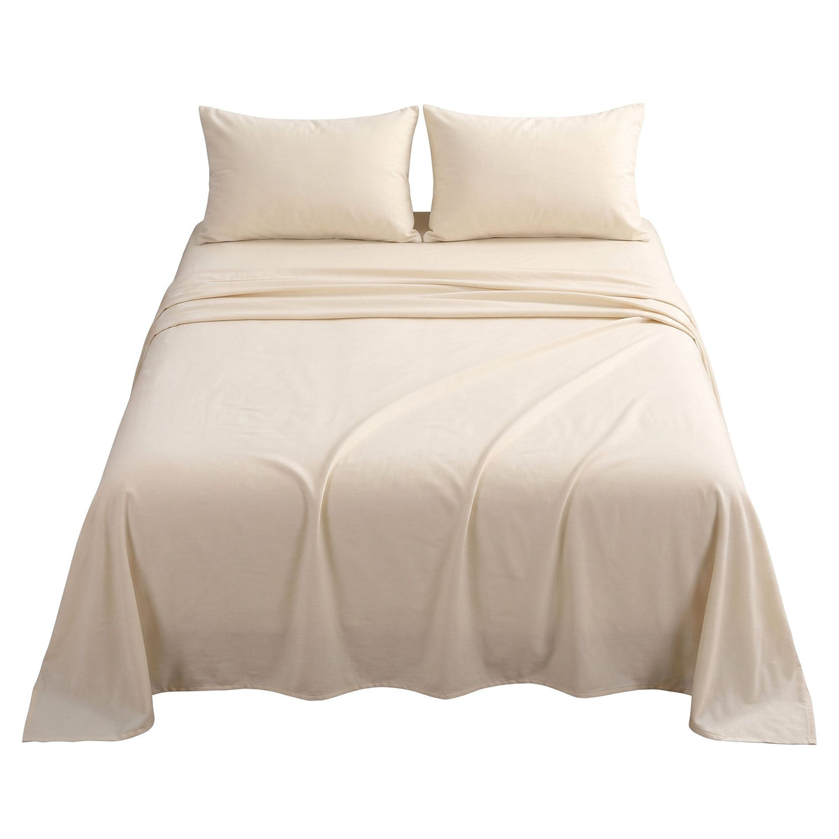 Double Sheet Set 150 GSM Anti-pilling Micro Flannel 4 Piece - Cream White