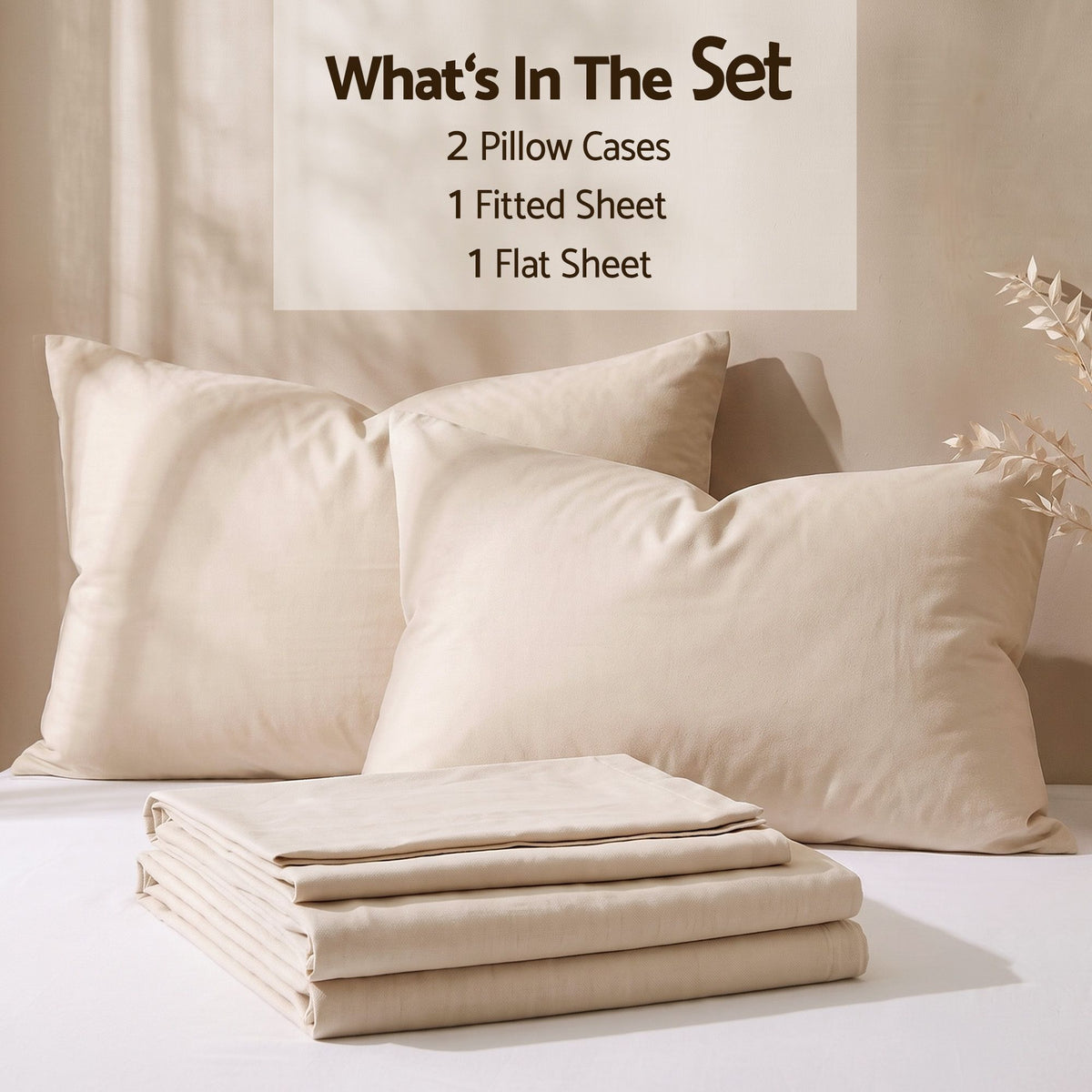 Double Sheet Set 150 GSM Anti-pilling Micro Flannel 4 Piece - Cream White