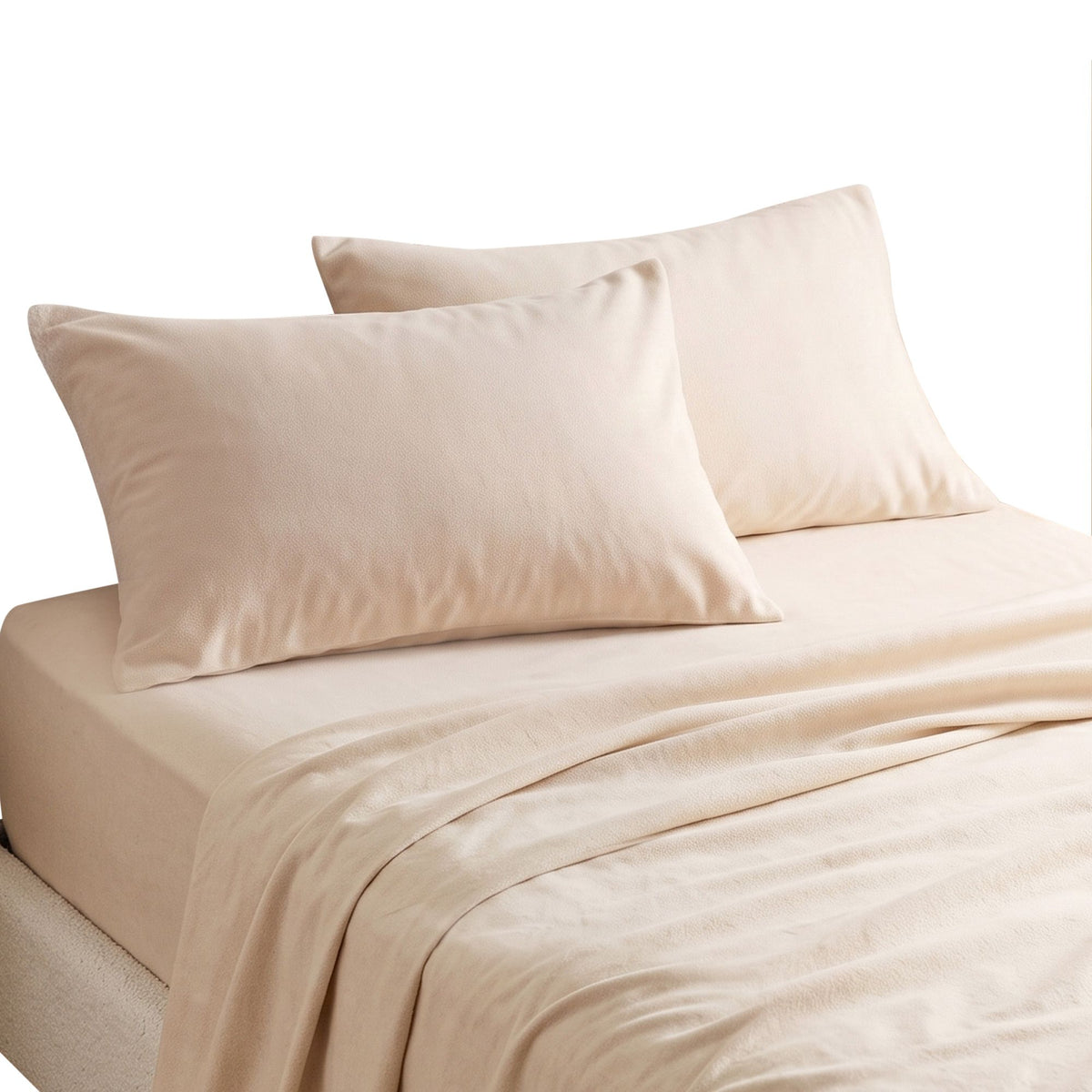 Single 150 GSM Anti-pilling Micro Flannel Sheet Set 4 Piece - Cream White