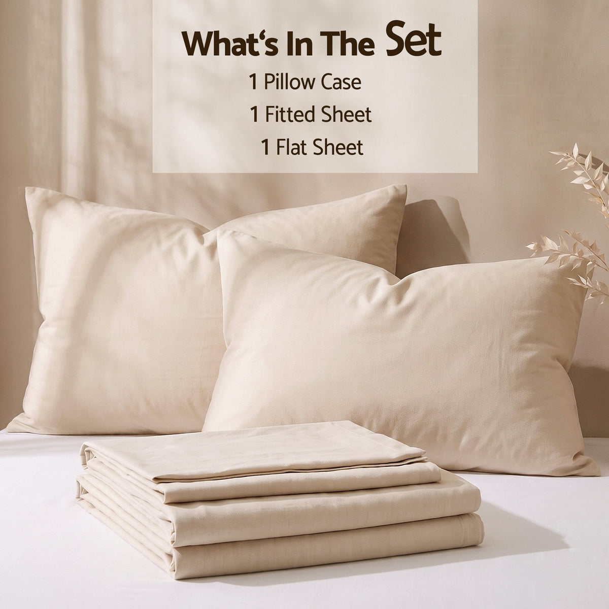 Single 150 GSM Anti-pilling Micro Flannel Sheet Set 4 Piece - Cream White