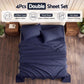 Double 500TC Cotton 4Pcs Sheet Set with 40cm Extra Deep Pocket - Navy Blue