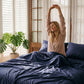 Double 500TC Cotton 4Pcs Sheet Set with 40cm Extra Deep Pocket - Navy Blue