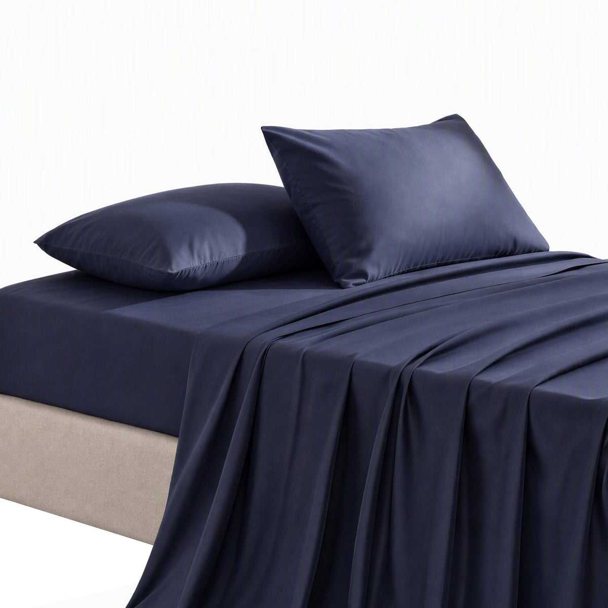 Single 500TC Cotton 4Pcs Sheet Set with 40cm Extra Deep Pocket - Navy Blue