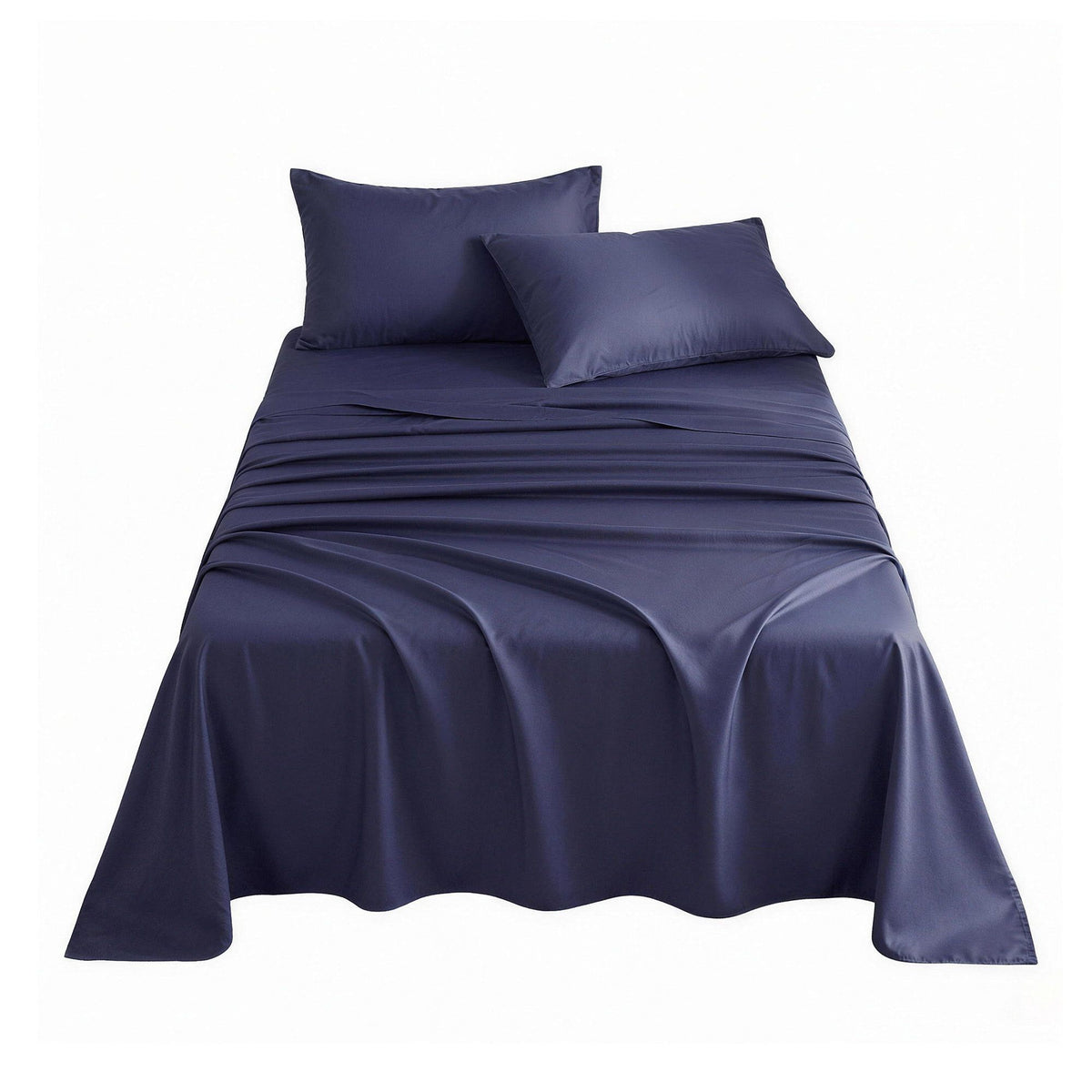 Single 500TC Cotton 4Pcs Sheet Set with 40cm Extra Deep Pocket - Navy Blue