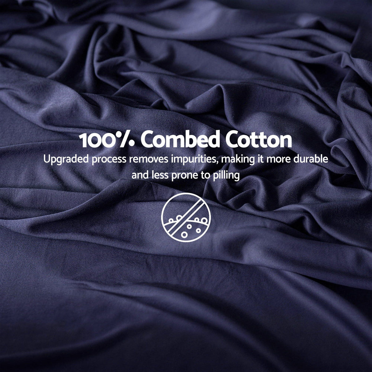 Single 500TC Cotton 4Pcs Sheet Set with 40cm Extra Deep Pocket - Navy Blue