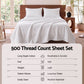 Double 500TC Cotton 4Pcs Sheet Set with 40cm Extra Deep Pocket - White