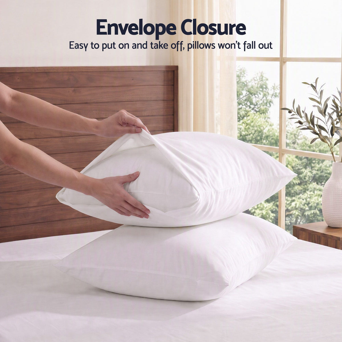 Double 500TC Cotton 4Pcs Sheet Set with 40cm Extra Deep Pocket - White