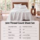 Single 500TC Cotton 4Pcs Sheet Set with 40cm Extra Deep Pocket - White