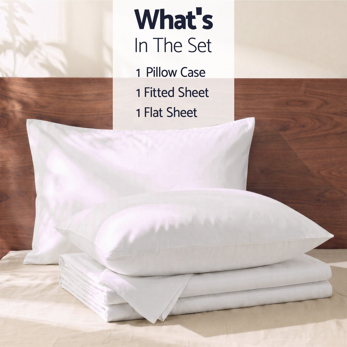Single 500TC Cotton 4Pcs Sheet Set with 40cm Extra Deep Pocket - White
