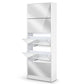 Artiss Shoe Rack Cabinet Mirror 25 Pairs White