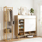 Artiss Shoe Rack Cabinet Wooden & Bamboo Clothes Rack Set Storage Shelf White Pine