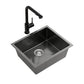 Stainless Steel Sink 44x44CM With Pull Out Mixer Tap Kitchen Basin Single Bowl Black