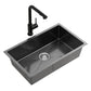 Stainless Steel Sink 60x45CM With Pull Out Mixer Tap Kitchen Basin Single Bowl Black