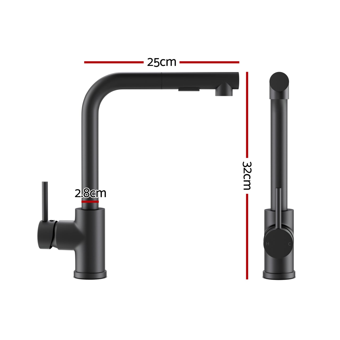 Stainless Steel Sink 60x45CM With Pull Out Mixer Tap Kitchen Basin Single Bowl Black