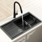 Stainless Steel Sink 70x45CM With Pull Out Mixer Tap Kitchen Basin Single Bowl Black