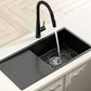 Stainless Steel Sink 75x45CM With Pull Out Mixer Tap Kitchen Basin Single Bowl Black