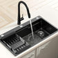 Stainless Steel Sink 75x45CM With Pull Out Mixer Tap Kitchen Basin Single Bowl Black