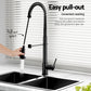 Stainless Steel Sink 77x45CM With Pull Out Mixer Tap Kitchen Double Bowl Black