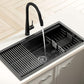 Stainless Steel Sink 81x45CM With Pull Out Mixer Tap Kitchen Basin Single Bowl Black